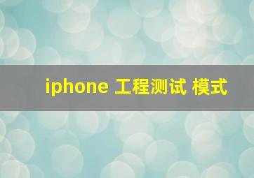 iphone 工程测试 模式